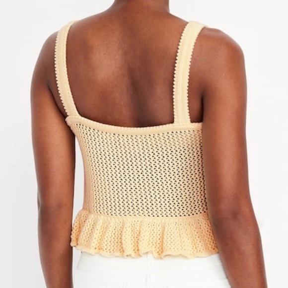 Women's Butter Yellow Peplum Cropped Woven Boho Cotton Top Size Medium NWT - Picture 2 of 11